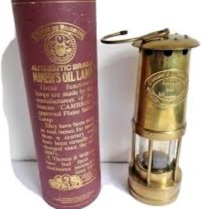 E. Thomas and Williams authentic brass miner’s oil lamp